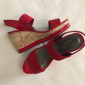 LifeStride Women's Red Wedge Sandal (6.5)